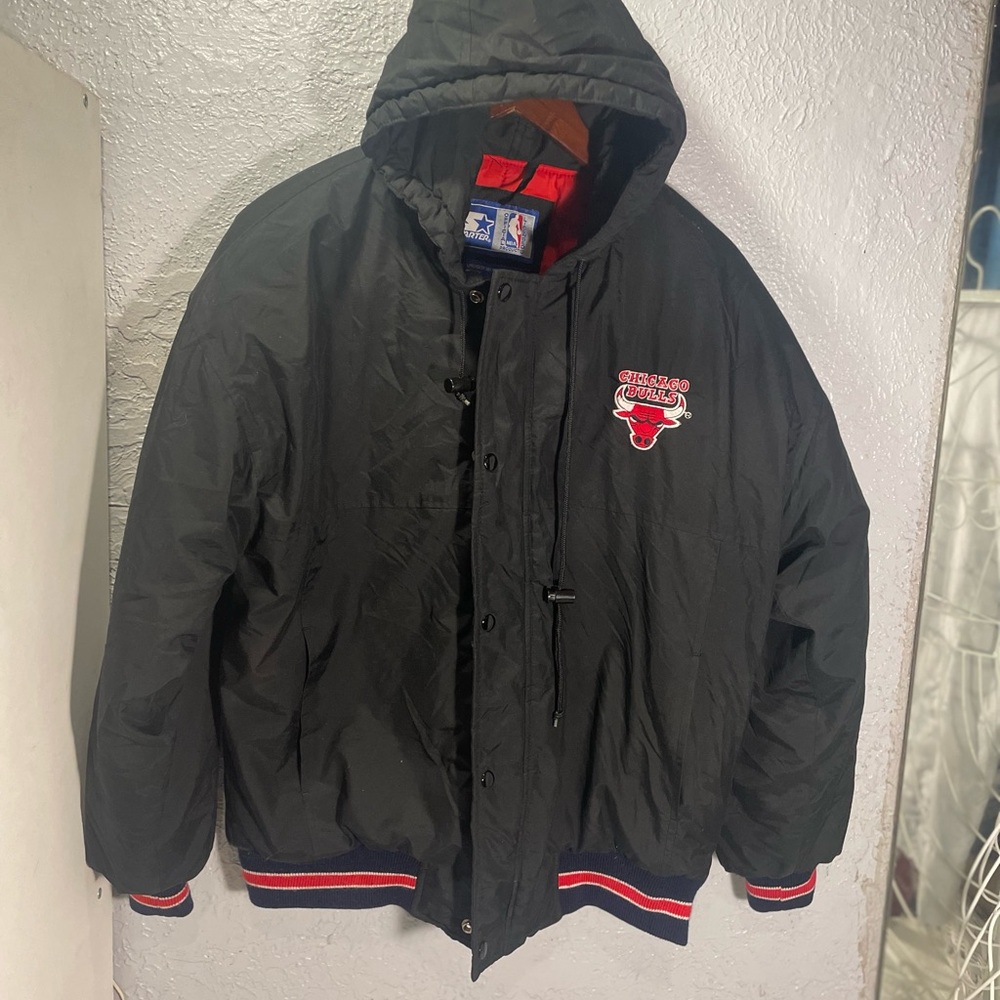 STARTER Black Chicago Bulls Bomber Jacket